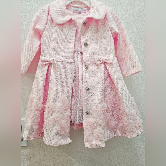 Pink Dress Withh Coat with Floral Details 18th Months. - Picture 1 of 8
